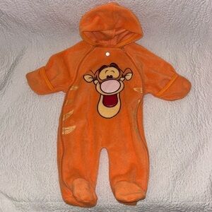 Disney Winnie The Pooh TIGGER Fleece Baby One-Piece Footies Bunting Suit